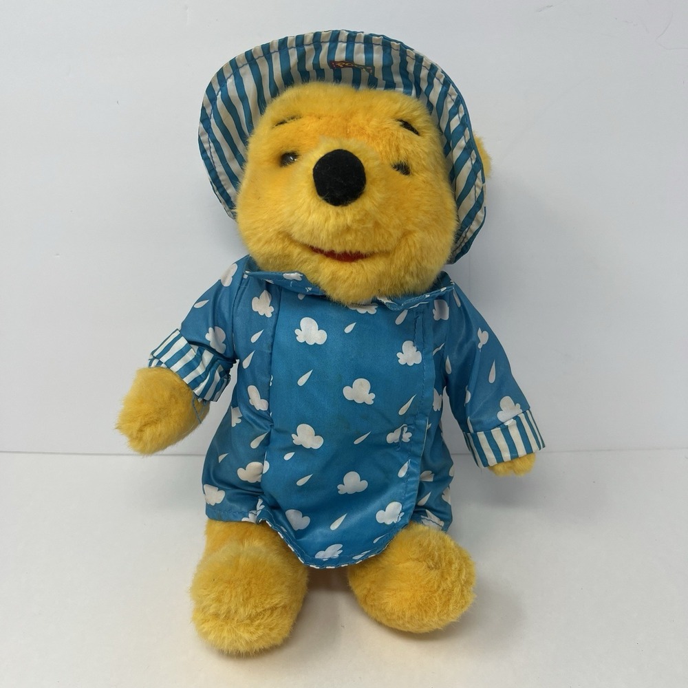 Winnie The Pooh Plush Colorful Rainy Day Raincoat Book by Mattel Vintage‎ 1995